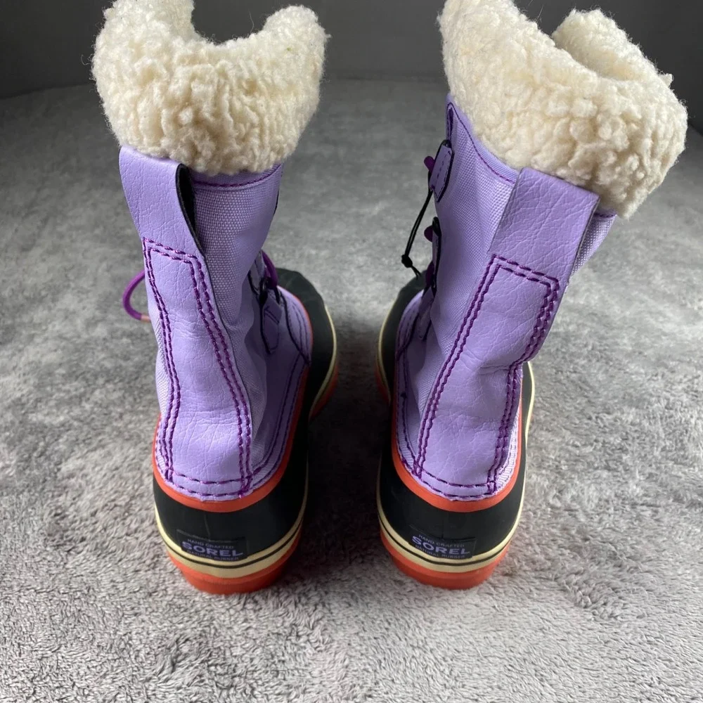 Sorel Waterproof Snow Boots Youth Girls 4 Yoot Pac Purple Faux Fur